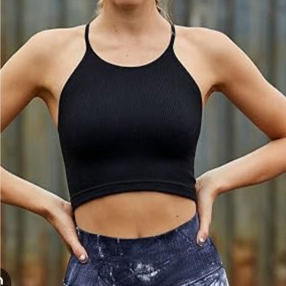 Free People Black Ribbed Tank Top